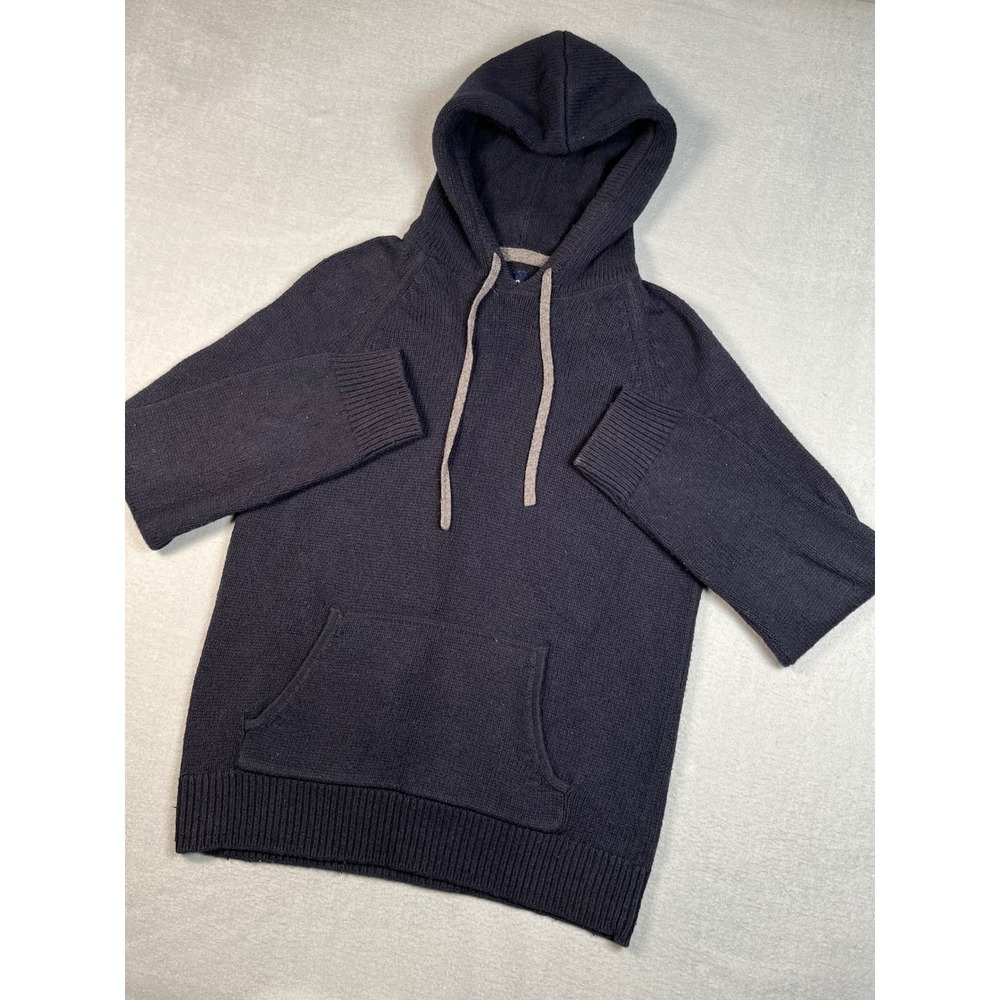Gap Navy Blue Knit Hoodie Sweater Pullover Mens Size Small Cotton Alpaca Blend